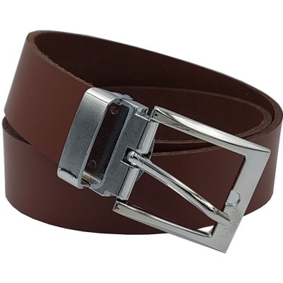 Opaskujse kožený opasek hnědá kůže lesklá spona pochromovaná – Zboží Dáma
