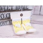 Yo ponožkoboty s gumovou stélkou OB137 žlutobílé se srdíčky a kytičkou – Zboží Dáma