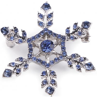 Prima-obchod brož s broušenými kamínky vločka 2 modrá 112780 – Zboží Dáma