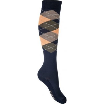 HKM Check Classico Podkolenky jezdecké dark blue orange – Sleviste.cz