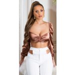 Koucla Satin Look long sleeved crop top pink – Hledejceny.cz