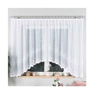 Dekorační oblouková krátká záclona na žabky BAKARO 160 bílá 420x160 cm MyBestHome – Hledejceny.cz