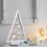 Solight LED dřevěný vánoční stromek s ozdobami 15LED přírodní dřevo 37cm 2x AA – Zboží Mobilmania