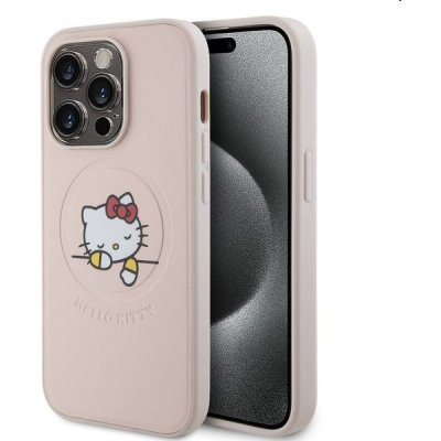 Hello Kitty PU Kitty Asleep Logo MagSafe pre Apple iPhone 15 Pro Max, růžové