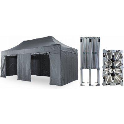 TENTino BIG HEXAGON Nůžkový párty stan 4x6 m /6 noh 17A - ANTRACIT – Sleviste.cz