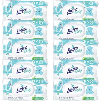 Linteo Baby dětské vlhčené ubrousky s aloe vera 10 x 80 ks – Zbozi.Blesk.cz