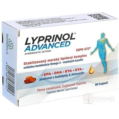 LYPRINOL Advanced Omega 3 OTA, DHA, ETA, EPA kapslí 50 mg Perna Canaliculus, Euphausia superba, Astaxanthin stabilizovaný lipidový extrakt 60 ks