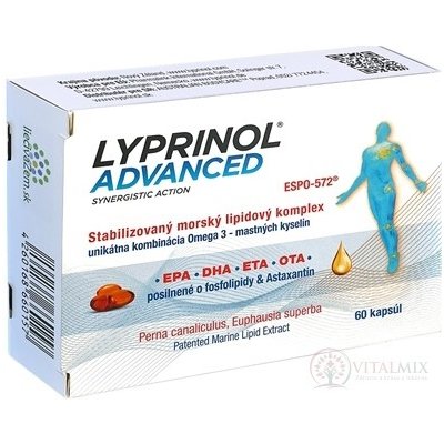 LYPRINOL Advanced Omega 3 OTA DHA ETA EPA kapslí 50 mg Perna Canaliculus Euphausia superba Astaxanthin stabilizovaný lipidový extrakt 60 ks – Hledejceny.cz