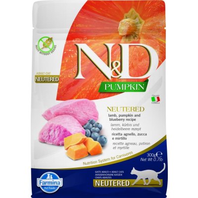 N&D Pumpkin CAT Neutered Lamb & Blueberry 0,3 kg – Zboží Mobilmania