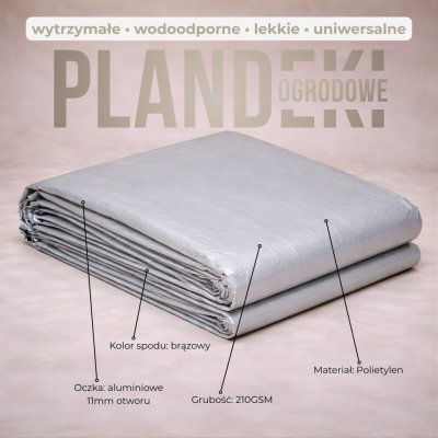 Springros Krycí plachta s oky 3 x 5 m extra silná 210g PE stříbrná PROTECT GA2146-XG – Hledejceny.cz