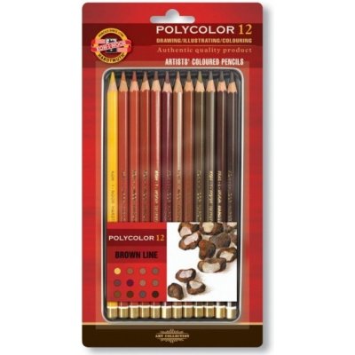 Koh-i-Noor 3822012014BL Polycolor souprava uměleckých pastelek speciální řada hnědá 12 ks – Zboží Živě