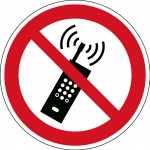 Zákaz používání mobilních telefonů - značka, PES, samolepicí, Ø 100 mm – Zbozi.Blesk.cz
