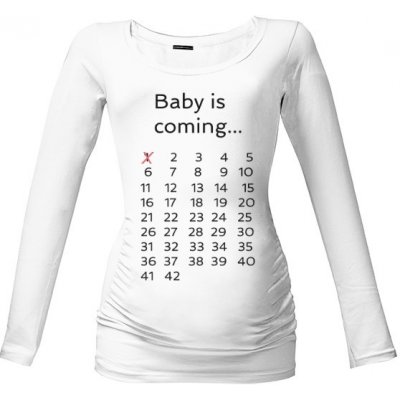 Těhotenské tričko s potiskem triko odpočet týdnů dámské bílá