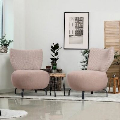 Atelier del Sofa wing chair set Loly salmon