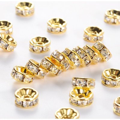 Rondelky 8 mm zlaté čiré kamínky – Zboží Dáma