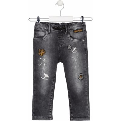 LOSAN Chlapecké pohodlné džíny s potiskem a aplikacemi Šedá