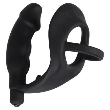 Black Velvets Vibrační anální kolík s kroužkem na penis a varlata