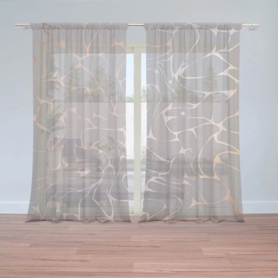 Sablio Záclony Béžové vzorce : 2ks 150x250cm – Zboží Mobilmania