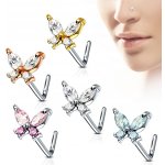Šperky4U zahnutý piercing do nosu motýlek N0082-C – Zboží Dáma