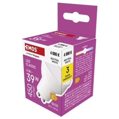 EMOS ZQ8E23 LED žárovka Classic | 4W GU10 | 450lm | 4000K – Zboží Živě