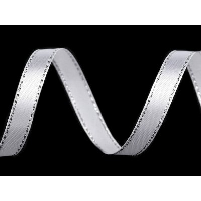 Atlasová stuha s lurexovým okrajem (6 mm x 5 m) barva 1 bílá - stříbrná – Zboží Dáma