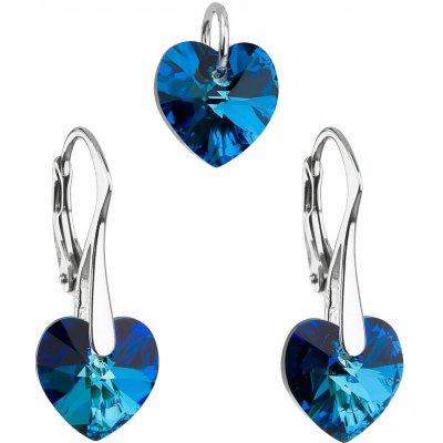 Pavona Sada šperků s krystaly Swarovski náušnice a přívěsek modrá srdce 39003.5 bermuda blue – Zboží Mobilmania