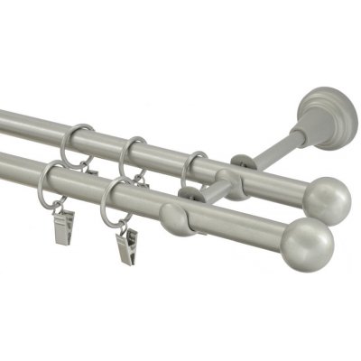 GARNÝŽE-HEBR Garnýž Koule matná stříbrná dvojitá 280 cm – Zboží Mobilmania