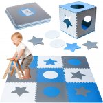 INKA Pěnová podložka puzzle pro děti 180x180cm 9 dílků šedá a modrá – Zboží Dáma