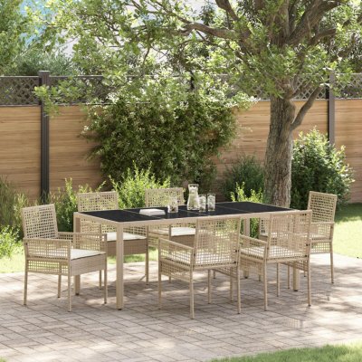 OMAXI 891112 Zahradní jídelní souprava 7 pcs Béžová Poly ratan – Hledejceny.cz