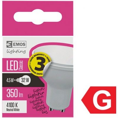 Emos Lighting LED žárovka Classic MR16 4,5W 32W 350lm GU10 neutrální bílá 1 ks