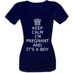 Tričko s potiskem keep calm I'm pregnant and it's a boy dámské Navy – Zbozi.Blesk.cz