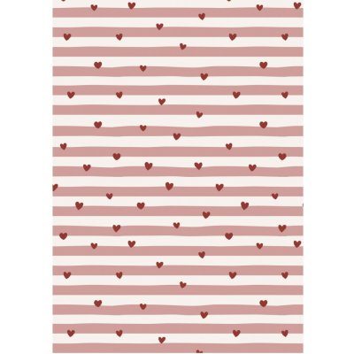 Ib Laursen Balicí papír Red Hearts / Pink Stripes – 5 m, červená barva, multi barva – Zboží Živě