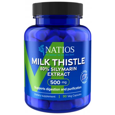 Natios Milk Thistle 80% Silymarin Extract Ostropestřec 500 mg 90 veganských kapslí – Hledejceny.cz