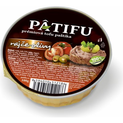 Veto Patifu Paštika tofu rajče a olivy 100 g – Zboží Mobilmania
