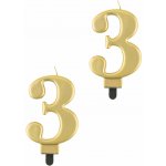 GoDan Narozeninová svíčka na dort 3 metalická zlatá 8 cm – Zboží Dáma