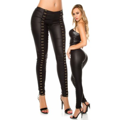 Koucla leatherlook Pants with deco hook black – Zboží Mobilmania