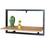 Autronic - Polička nástěnná P-074 OAK, 65x20 cm, MDF dekor dub, kov černý lak mat