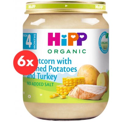 HiPP Bio Bramborová pyré s kukuřicí a krůtím masem 6 x 125 g – Zboží Dáma