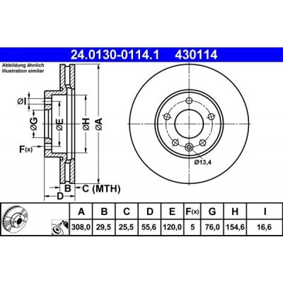 Brzdový kotouč ATE 24.0130-0114.1 | Zboží Auto