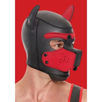 Psí maska Ouch! Puppy Play Hood červená neoprenová psí kukla pro puppy play – Zboží Mobilmania