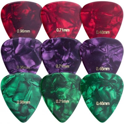 Sada trsátek pro kytaru, baskytaru a ukulele - 9 ks - tmavě červená / tmavě zelená / fialová (Sada trsátek pro kytaru, baskytaru a ukulele kwmobile - sada 9 ks - tmavě červená / tmavě zelená / fialová – Zboží Dáma