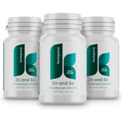 Kompava 3-balení Zn and Se + Cordyceps sinensis 450 mg 60 kapslí – Hledejceny.cz
