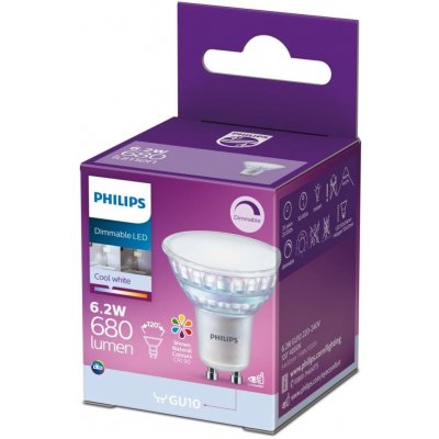Philips LED Stmívatelná žárovka GU10/6,2W/230V 4000K CRI 90 P5010 – Zboží Živě