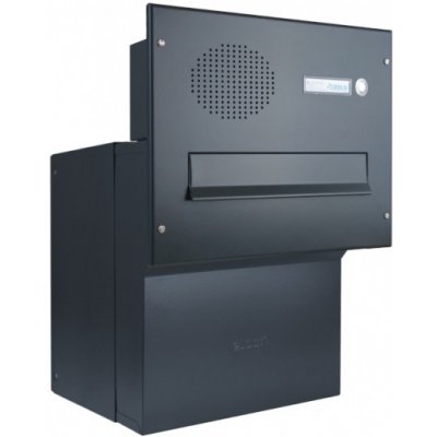 1x poštovní schránka F-042 k zazdění do sloupku + čelní deska s 1x zvonkem a HM URMET - lakovaná - RAL 9005 MAT. - ČERNÁ – Hledejceny.cz