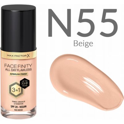 Max Factor Facefinity 3v1 All Day Flawless make-up 55 Beige 30 ml – Zboží Dáma