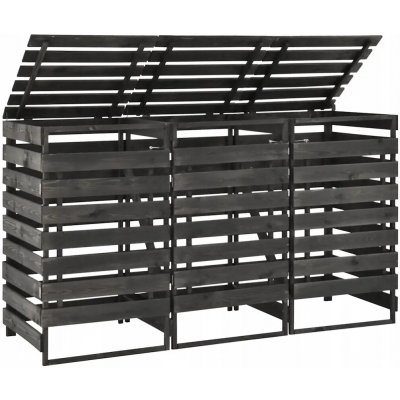 Dřevěný obal na odpadkové koše, masivní borovicové dřevo, šedá, 210x75x1 – Sleviste.cz