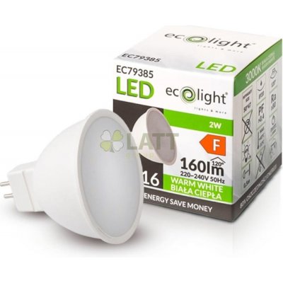 Ecolight LED žárovka MR16 12V 2W teplá bílá – Zboží Živě