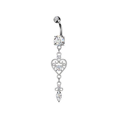 Šperky4U Visací piercing do pupíku srdíčko WP0134 – Hledejceny.cz