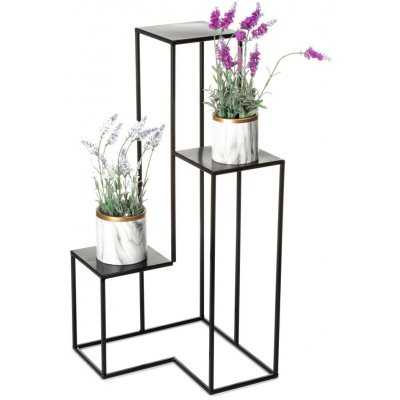 HowHomely STOJAN NA KVĚTINÁČ KASKADA 85x40x40 cm ČERNÁ – Hledejceny.cz