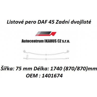 Listové pero DAF 45 Zadní dvojlisté | Zboží Auto